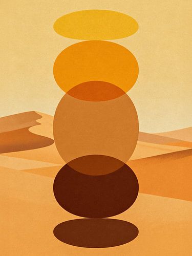 Terre cuite moderne abstraite du milieu du siècle - Zen Desert Balance