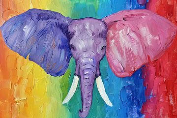 Abstracte kleurrijke olifant schilderij van Art & Soul Creations