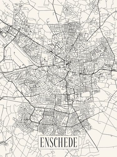 Stadskaart Enschede - Stad - Lichte variant - Overijssel Plattegrond