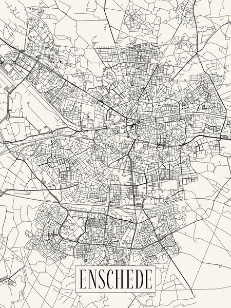 Plan de la ville d'Enschede - Ville - Version allégée - Overijssel Map par Locus Studio