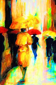 Der gelbe Regenschirm in Pop Art ( Aquarell handgemalt.