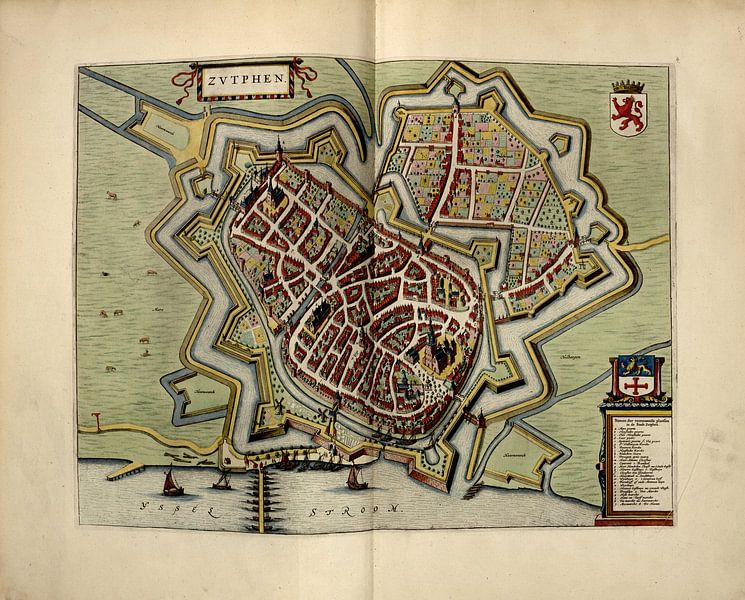 Zutphen, City map Joan Blaeu 1652 by Atelier Liesjes