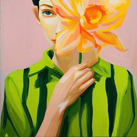 Danke für die Blumen | Frauen-Porträt von Frank Daske | Foto & Design