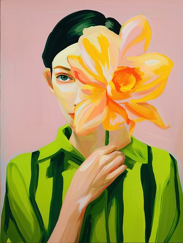 Merci pour les fleurs | Portrait de femme sur Frank Daske | Foto & Design