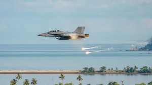 Passage à grande vitesse d'un F/A-18D Hornet malaisien.