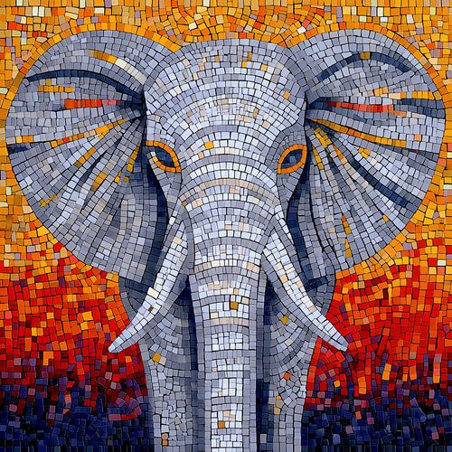 portret van een olifant in mozaïek