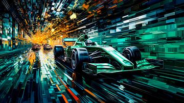 Green power in the tunnel of lights by Klaus Tesching - Art-AI