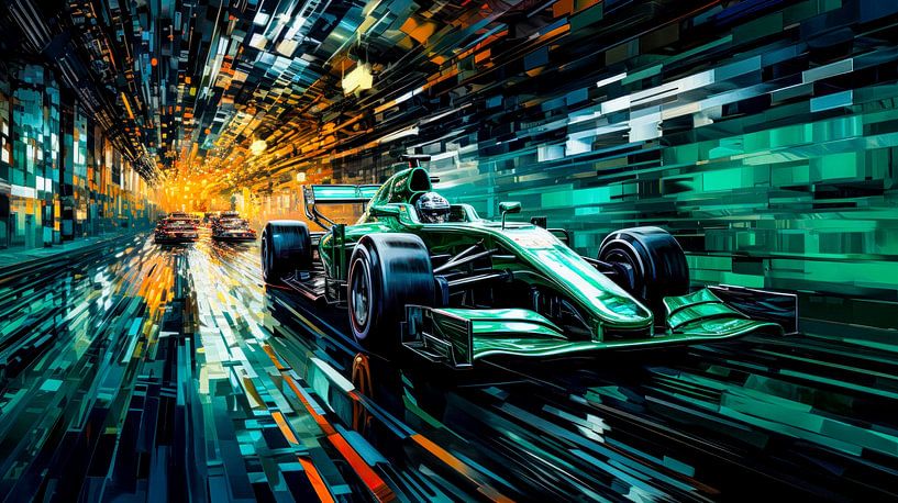 Green power in the tunnel of lights by Klaus Tesching - Art-AI