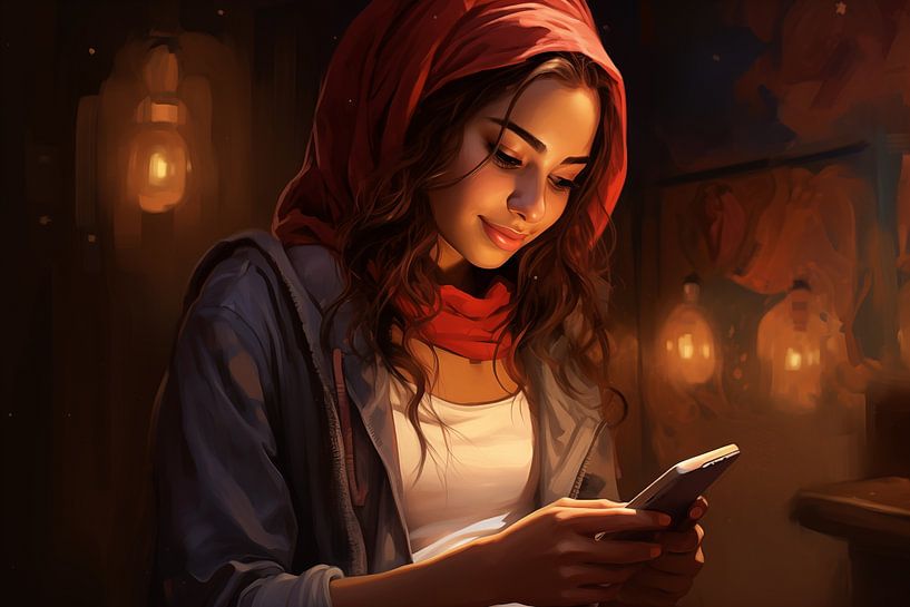 Jeune femme du Moyen-Orient avec un smartphone par Animaflora PicsStock