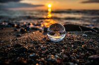 Sonnenuntergang mit Glas, Glaskugel