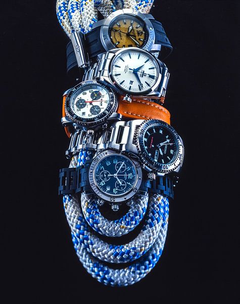 vijf luxe herenhorloges, studio opname von Ruurd Dankloff