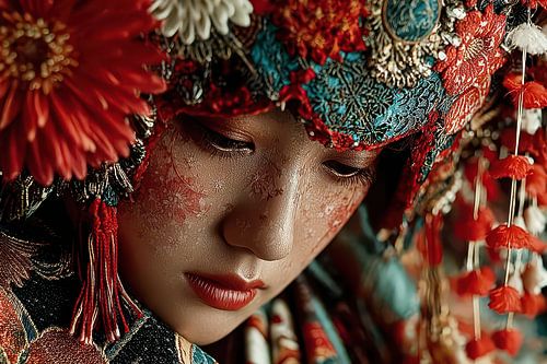 schilderachtige japanse kunst met Geisha