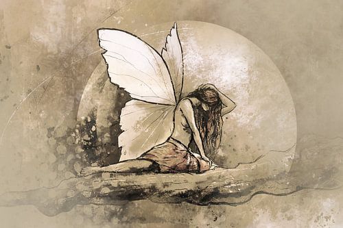 Elf in het maanlicht - fantasie kunstwerk