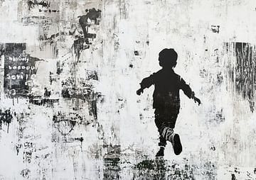 Kind Silhouet | Rennend Kind Kunst van Blikvanger Schilderijen