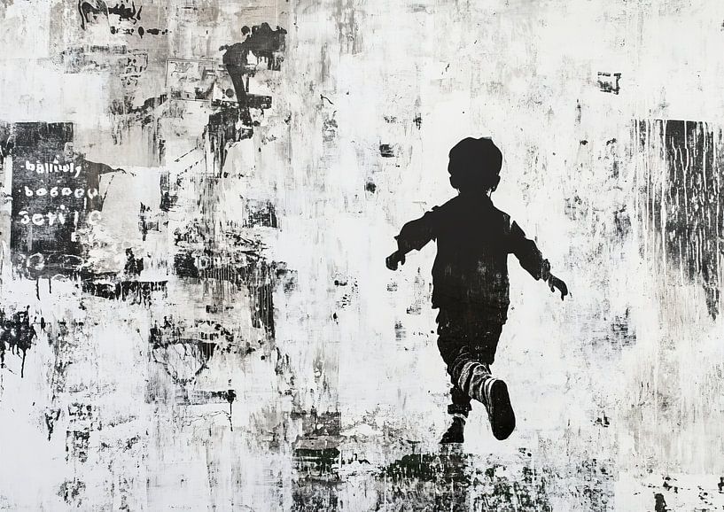 Kind Silhouet | Rennend Kind Kunst van Blikvanger Schilderijen