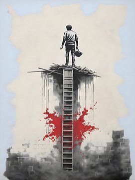 Banksy Hommage never give up van PixelPrestige