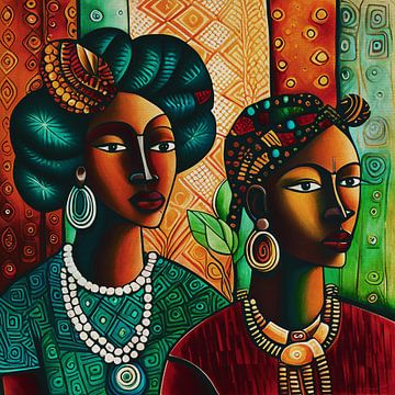 Stilisiertes Porträt einer farbigen Frau mit ihrem Mann