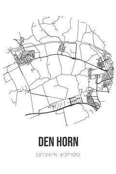 Den Horn (Groningen) | Landkaart | Zwart-wit van MijnStadsPoster
