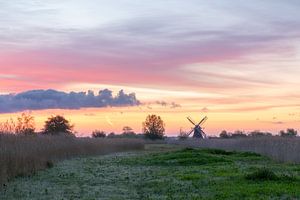Holländische Mühle mit buntem Himmel von Karla Leeftink