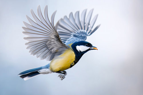 Koolmees (Parus major) – Een kleine schoonheid in volle beweging