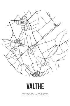 Valthe (Drenthe) | Landkaart | Zwart-wit van MijnStadsPoster