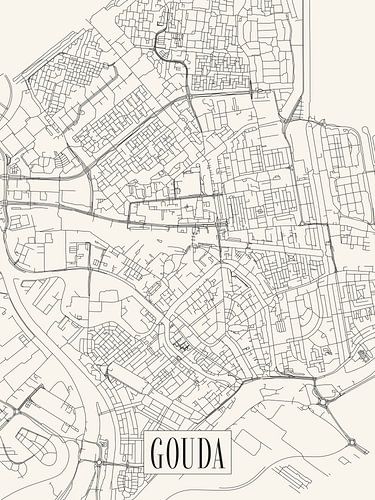 Stadskaart Gouda - Stad - Lichte variant - Zuid-Holland Plattegrond