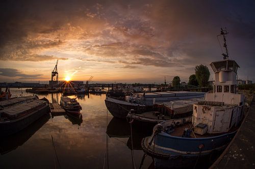 FRIEDA EHLERS | Sonnenaufgang im Hafen Hamburg von Olliventure