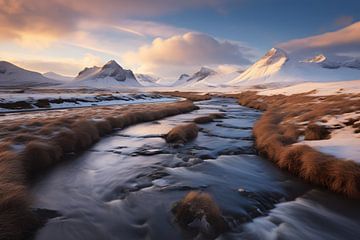 Kronkelende rivier in IJsland van Visuals by Justin