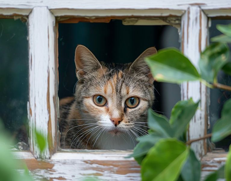 Katze am Fenster von Egon Zitter