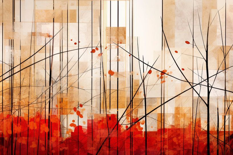Geometrische Kunst HERBST Wald von Melanie Viola