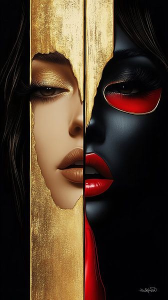 goud - zwart - rood van Gelissen Artworks