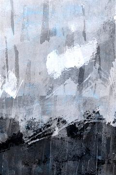 Moderne abstrakte Kunst in Pastellblau, Weiß und Schwarz von Dina Dankers