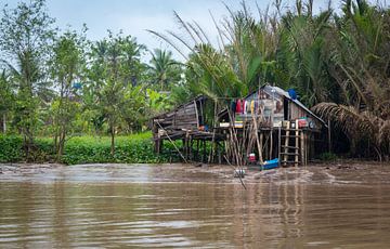 Wonen op de oever van de Mekong, Vietnam van Rietje Bulthuis