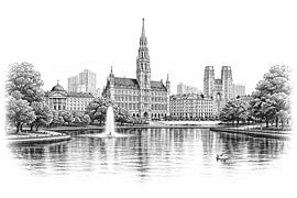 Skyline Brussel van Digital Picture Art