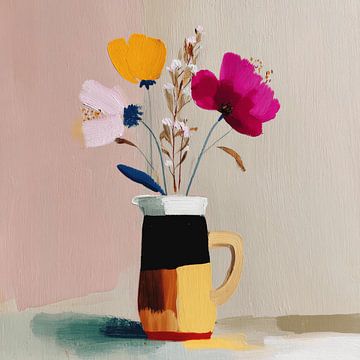 Colourful still life with flowers