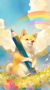 Shiba Inu und Bleistift
