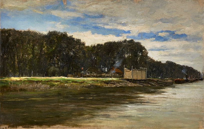 Carlos de Haes-Keramische Landschaft am Fluss, Antike Landschaft von finemasterpiece