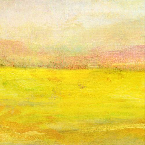 Paysage avec une prairie jaune sur Claudia Gründler