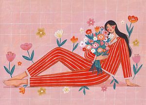Moderne Frau mit Blumen 7:5