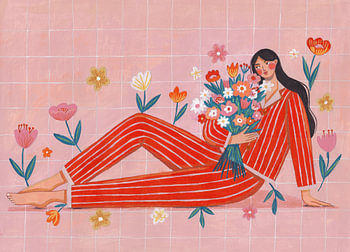 Modern Woman with Flowers 7:5