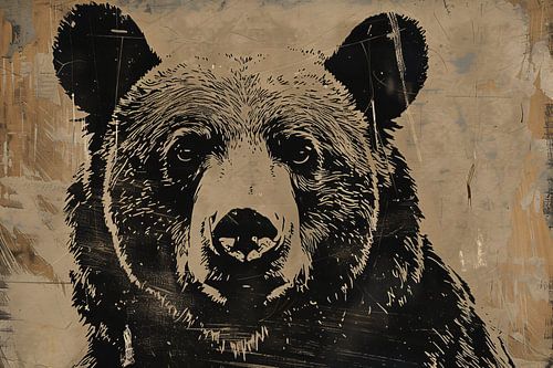 Monochrome beer met grafische lijnen