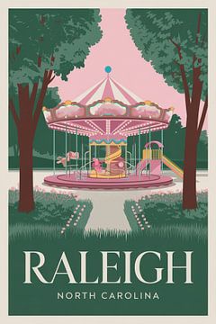 Raleigh, North Carolina Vintage Reisposter van Poster Art Shop