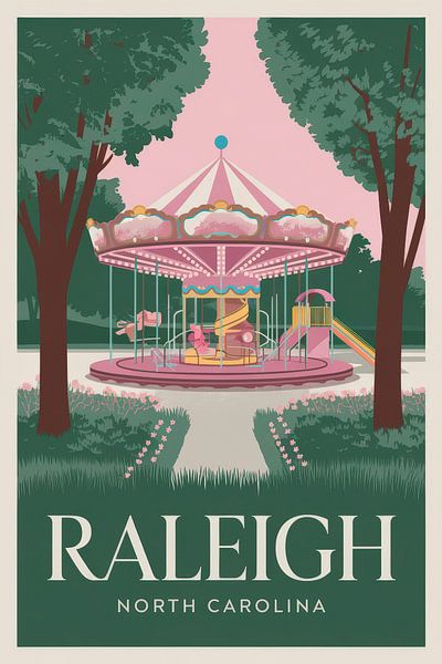 Raleigh, North Carolina Vintage Travel Poster von Poster Art Shop