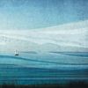 Zeilboot op een uitgestrekte, abstracte oceaan van Dirk Wüstenhagen