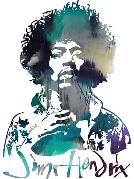 Jimi Hendrix Abstrakt Porträt Schablone Kunst von Art By Dominic