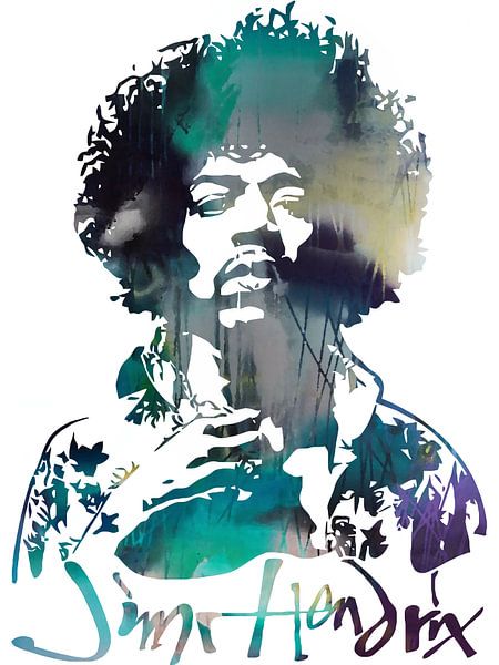 Portrait abstrait de Jimi Hendrix Art au pochoir par Art By Dominic