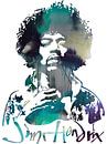 Jimi Hendrix Abstract Portret Stencil Art van Art By Dominic thumbnail