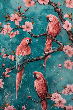 Parrots & Blossoms van Bianca ter Riet