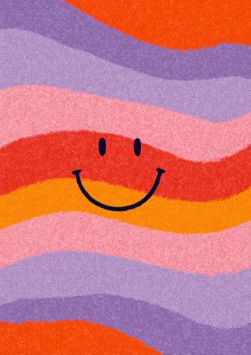 Vrolijk gezicht op retro strepen