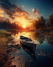 Boot im Herbst auf dem See